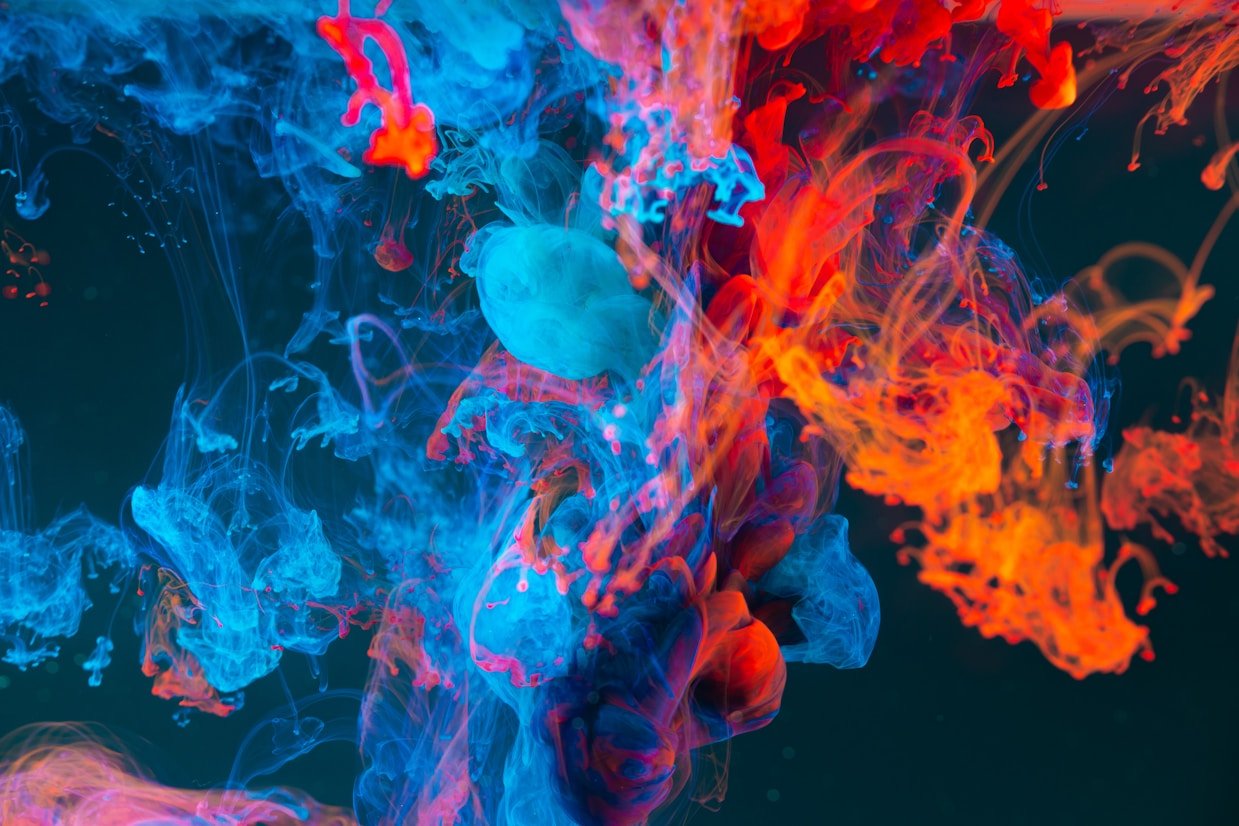 Abstract blue and orange colour clouds