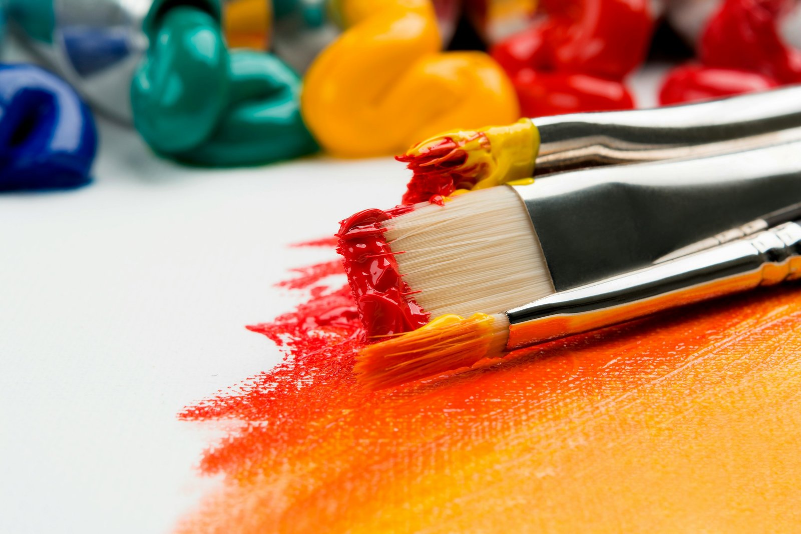 Colourful paint brushes
