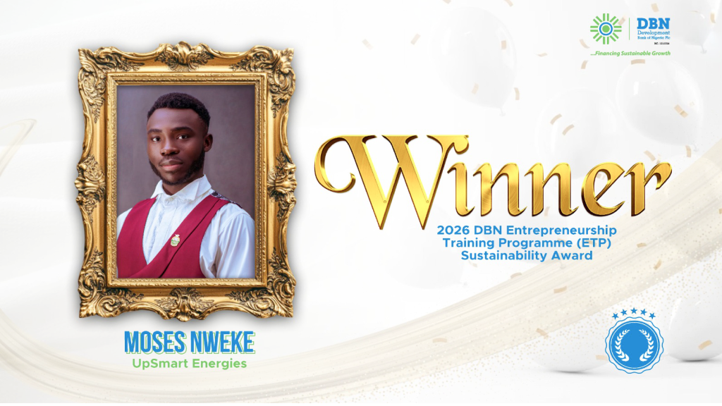 Moses Nweke, winner of the 2026 DBN Sustainability Challenge Award